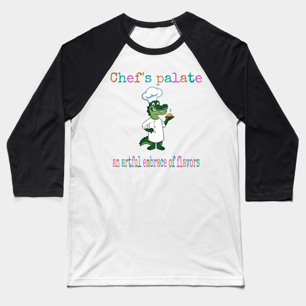 Crocodile Chef Baseball T-Shirt by pmArtology